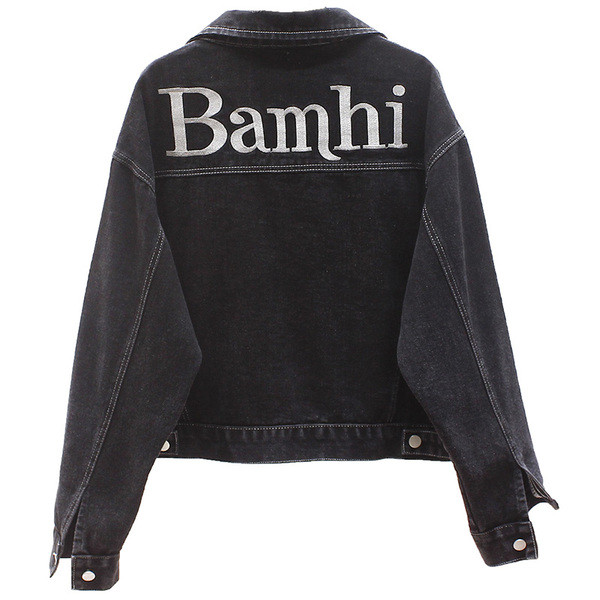 Női alkalmi farmerdzseki hímzéssel és felirattal