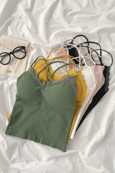 Νέο μοντέλο γυναικείο αμάνικο μπλουζάκι με δαντέλα 