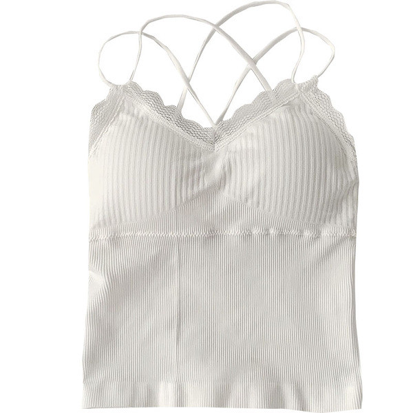 Νέο μοντέλο γυναικείο αμάνικο μπλουζάκι με δαντέλα 