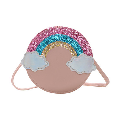 Moodne pika sangaga ümara kujuga lastekott tüdrukutele