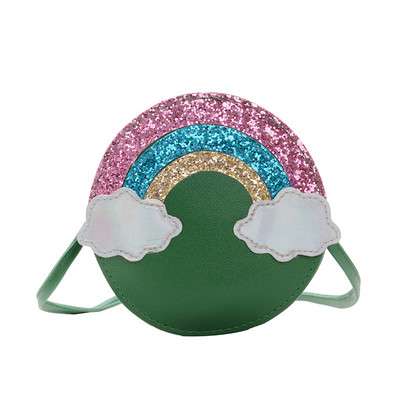 Moodne pika sangaga ümara kujuga lastekott tüdrukutele