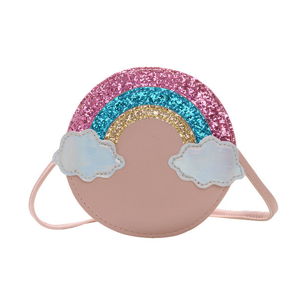 Moodne pika sangaga ümara kujuga lastekott tüdrukutele