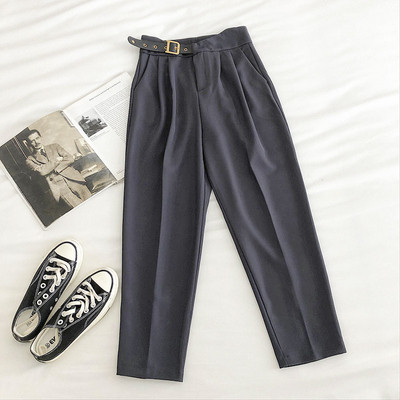 Naiste pikad püksid vöö ja kõrge vöökohaga kolmes värvitoonis