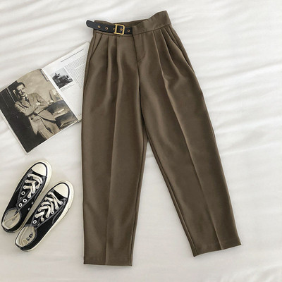 Naiste pikad püksid vöö ja kõrge vöökohaga kolmes värvitoonis