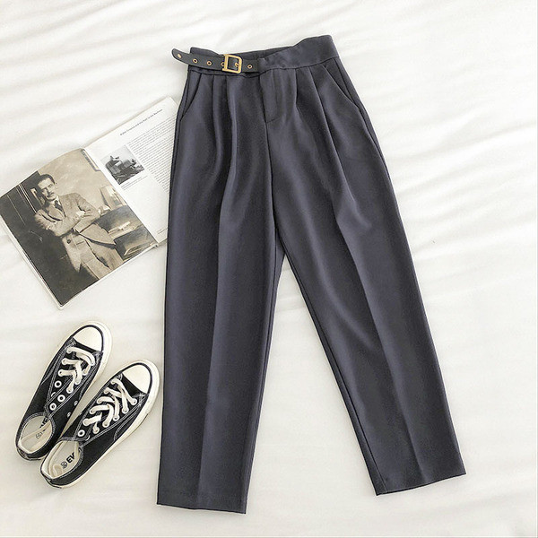 Naiste pikad püksid vöö ja kõrge vöökohaga kolmes värvitoonis