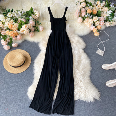 Ležerni ženski dugi kombinezon na bretele