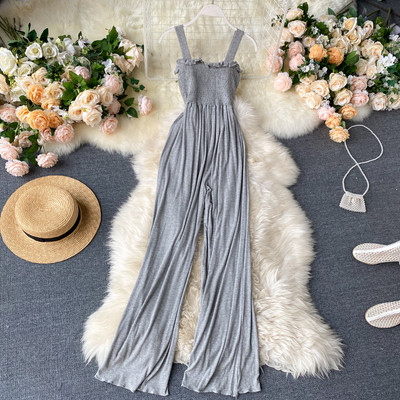 Ležerni ženski dugi kombinezon na bretele