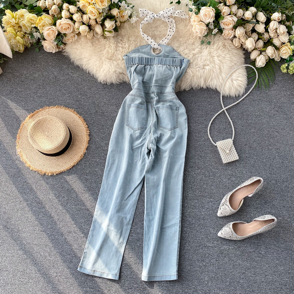 Pikad naiste teksakombinesoonid taskutega - rinnakamat tüüpi