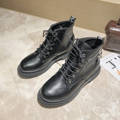 Γυναικείες καθημερινές μπότες με κορδόνια και φερμουάρ