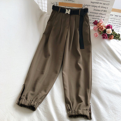 Γυναικείο παντελόνι με ζώνη και ψηλή μέση σε τρία χρώματα