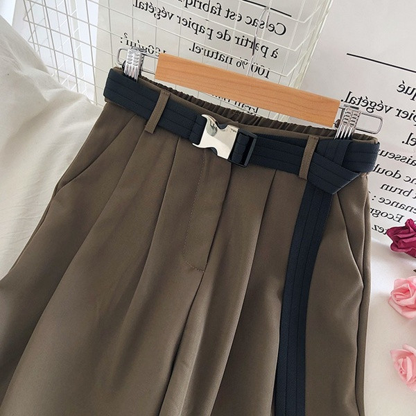 Γυναικείο παντελόνι με ζώνη και ψηλή μέση σε τρία χρώματα