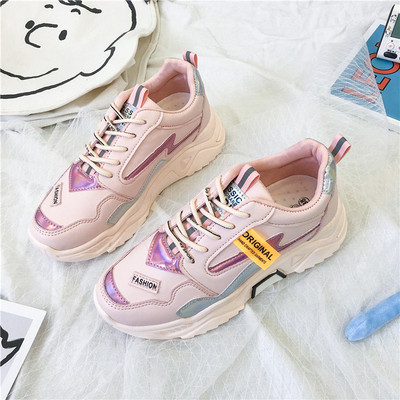 Casual γυναικεία αθλητικά παπούτσια - με τραχιά σόλα και κορδόνια