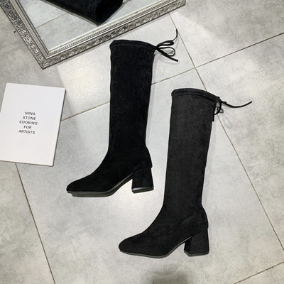 Γυναικείες μπότες casual με χοντρό τακούνι και κορδόνια