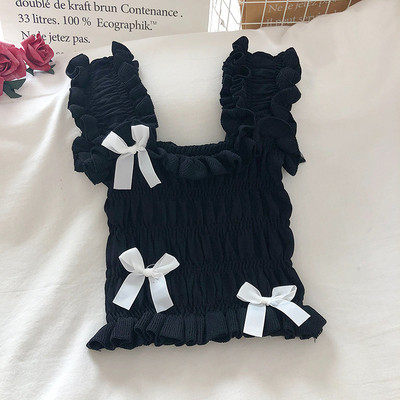 Γυναικείο αμάνικο με μαύρες κορδέλες