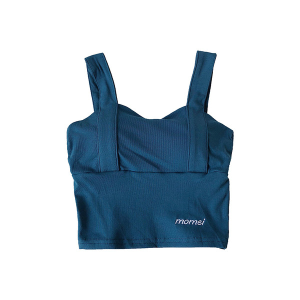 Női felső, széles pántokkal, felirattal