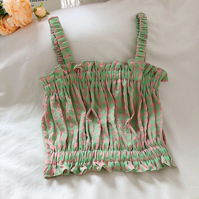 Naiste ruuduline peenikeste rihmadega topp