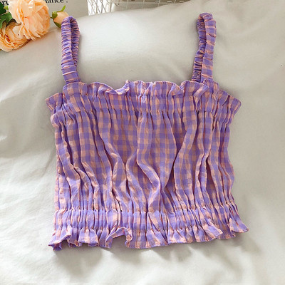 Naiste ruuduline peenikeste rihmadega topp