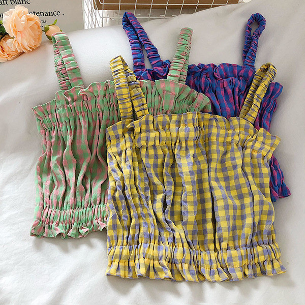 Naiste ruuduline peenikeste rihmadega topp