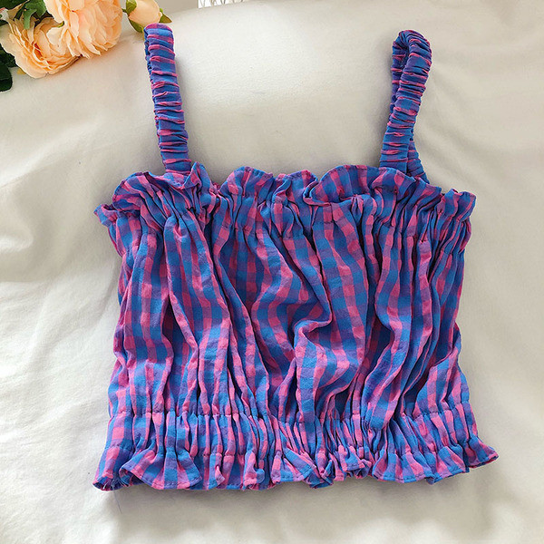 Naiste ruuduline peenikeste rihmadega topp