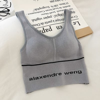 Napi női felső, széles pántokkal és hímzett felirattal