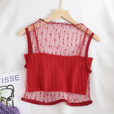 Μοντέρνο γυναικείο αμάνικο κοντό  με λεπτούς ιμάντες και οβάλ λαιμόκοψη