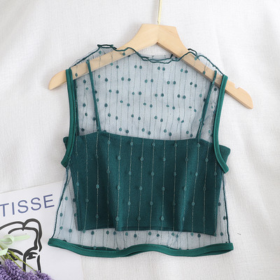 Μοντέρνο γυναικείο αμάνικο κοντό  με λεπτούς ιμάντες και οβάλ λαιμόκοψη