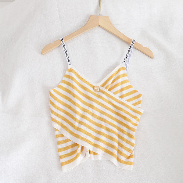 Γυναικείο ριγέ μπλουζάκι με λεπτούς ιμάντες και  ντεκολτέ