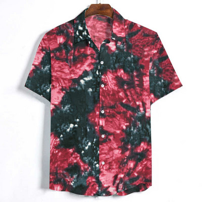 Μοτέρνο  ανδρικό πουκάμισο φαρδύ μοντέλο με κοντά μανίκια