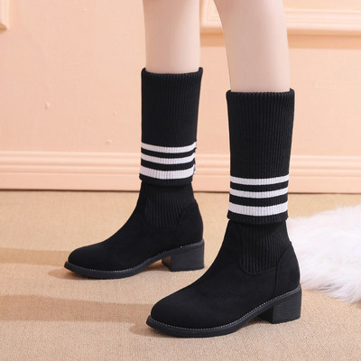 Γυναικείες μπότες κάλτσες με επίπεδη σόλα