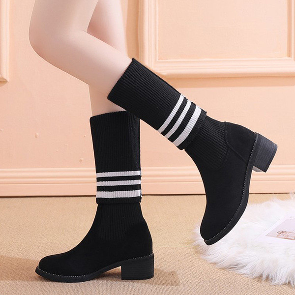 Γυναικείες μπότες κάλτσες με επίπεδη σόλα