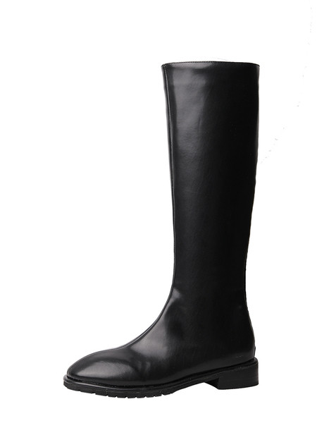 Γυναικείες έκο δερμάτινες μπότες με επίπεδη σόλα