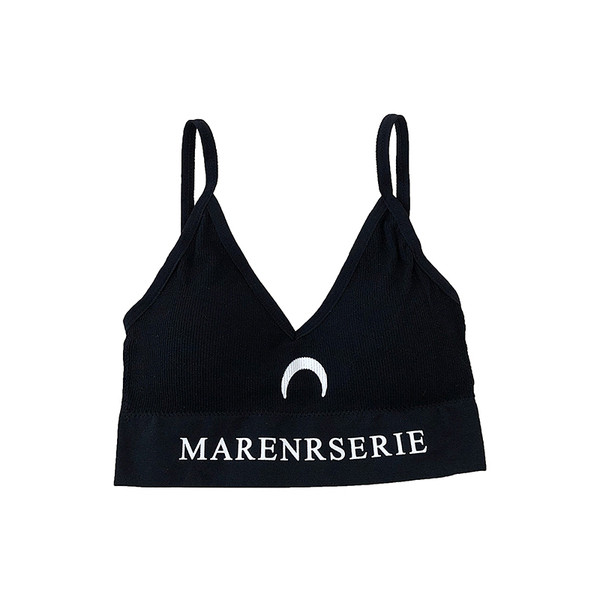 Rövid női felső vékony pánttal és hímzéssel