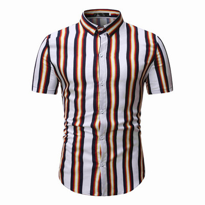 Modern, rövid ujjú férfi csíkos ingmodell