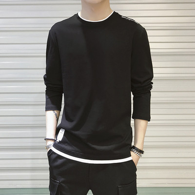 Φθινοπωρινή ανδρική μπλούζα με οβάλ ντεκολτέ και μακριά μανίκια