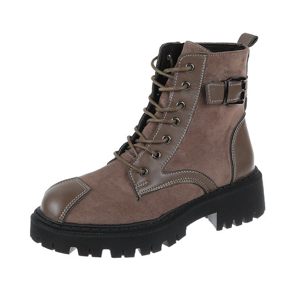 Casual γυναικείες μπότες με κορδόνια και επίπεδη σόλα σε δύο χρώματα