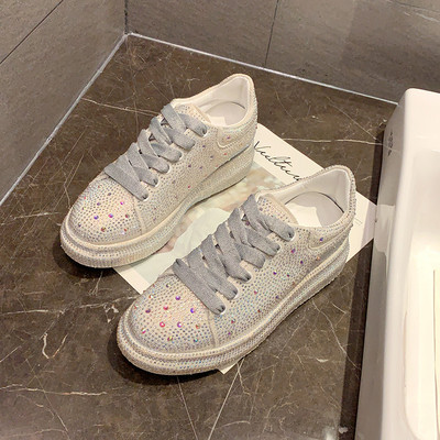 Γυναικεία αθλητικά παπούτσια με διακοσμιτικέ  πέτρες και πλατφόρμα 4 cm