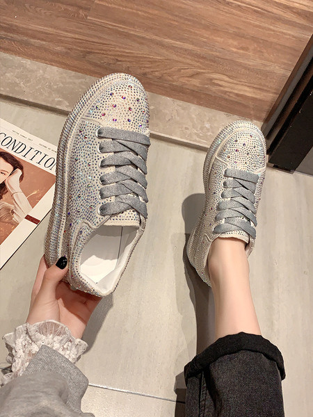 Γυναικεία αθλητικά παπούτσια με διακοσμιτικέ  πέτρες και πλατφόρμα 4 cm