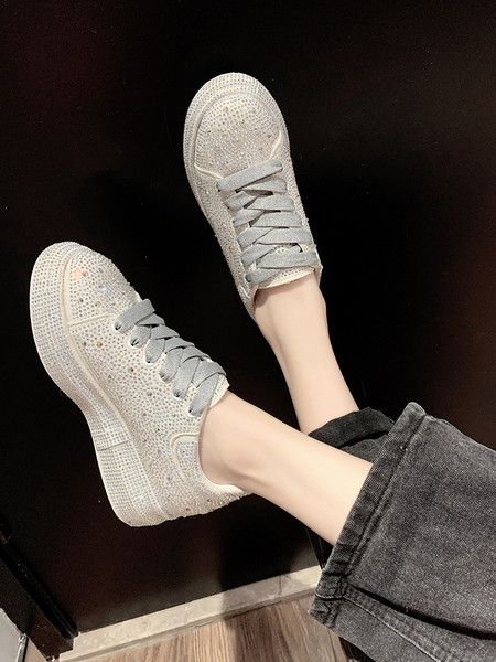 Γυναικεία αθλητικά παπούτσια με διακοσμιτικέ  πέτρες και πλατφόρμα 4 cm