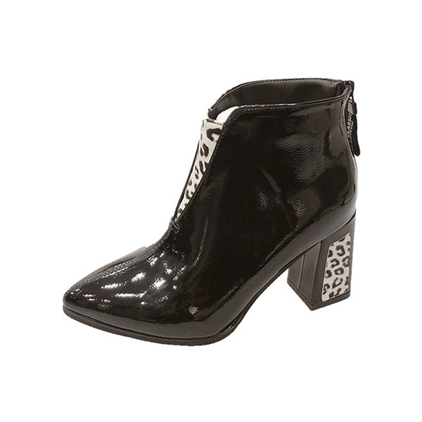 Öko bőrből készült női csizma sarokkal és cipzárral, két színben