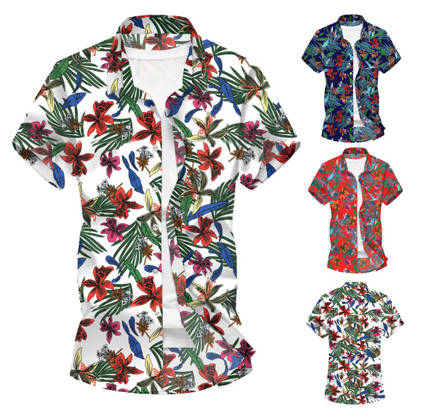 Aktuális férfi ing virágmintás, rövid ujjú