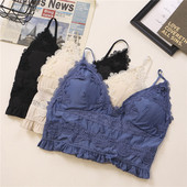 Moodne naiste lühike pitsi ja õhukeste rihmadega topp