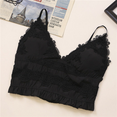 Moodne naiste lühike pitsi ja õhukeste rihmadega topp