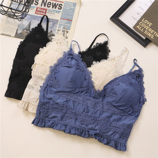 Moodne naiste lühike pitsi ja õhukeste rihmadega topp