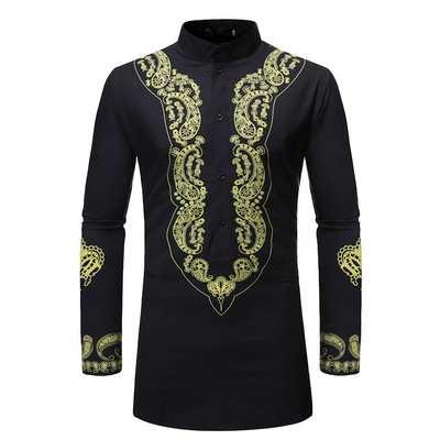 Ανδρικό μακρύ  πουκάμισο με κέντημα