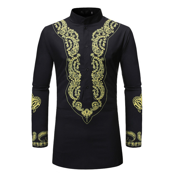 Ανδρικό μακρύ  πουκάμισο με κέντημα