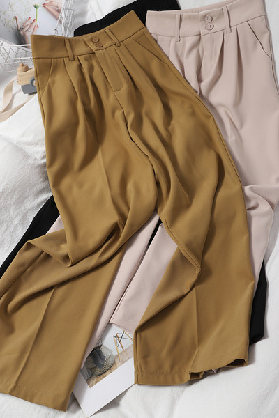 Κομψό γυναικείο παντελόνι φαρδύ  μοντέλο με ψηλή μέση