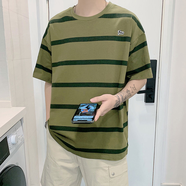 Καλοκαιρινό ριγέ μπλουζάκι -φαρδύ μοντέλο