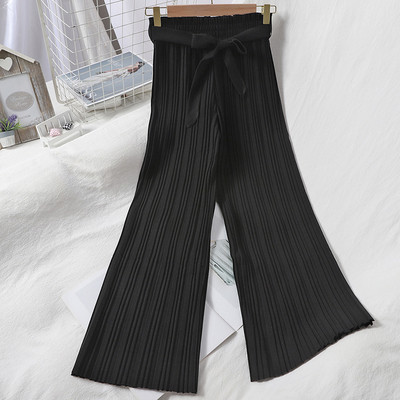 Πλισέ γυναικείο παντελόνι με υψηλή μέση και ζώνη