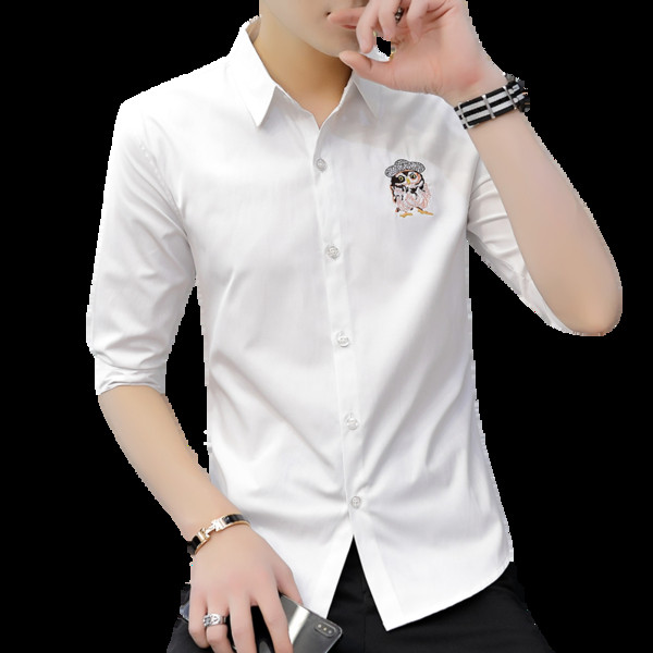 Stílusos férfi ing hímzéssel és klasszikus gallérral