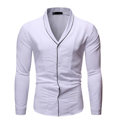 Stílusos férfi ing sima modell hosszú ujjal és spitz nyakkivágással